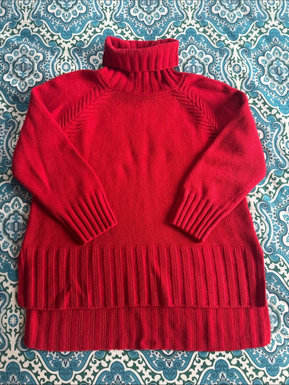Barbour red turtleneck cableneck sweater women’s size 6